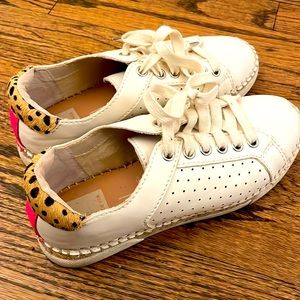 Dolce Vita Morris Espadrille Canvas Leather Leopard cream pink sneakers. Size 6